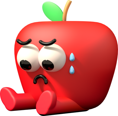 Sad apple 3D Character