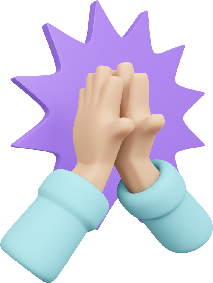 Hand praying 3d render